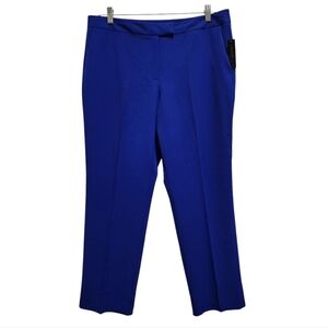 Chaus Pants Women 14 Blue Flat Front Straight Leg Stretch Pockets Office Comfort